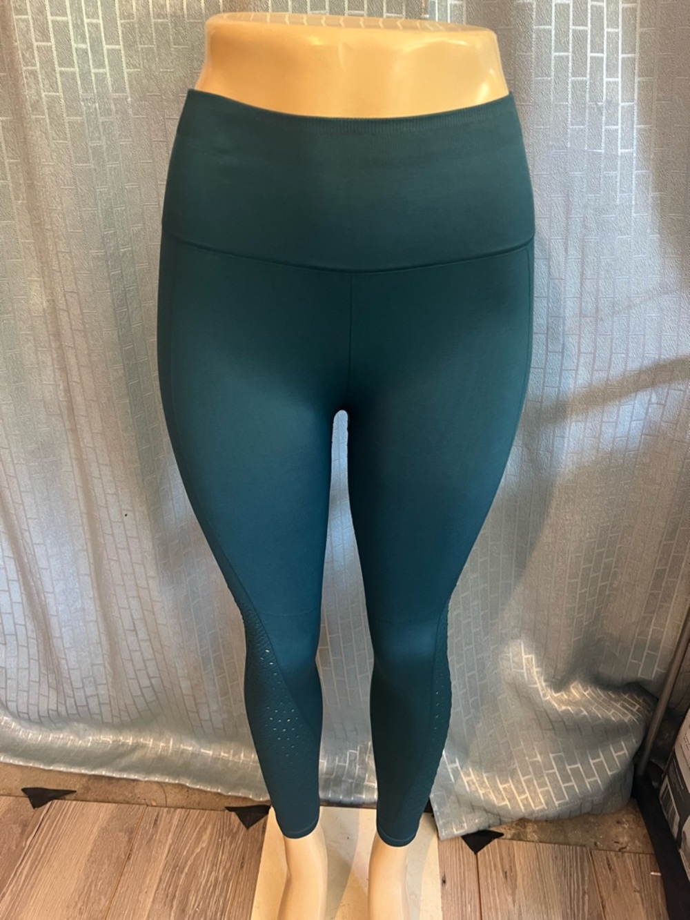 Fabletics Dark Teal High-Waist Leggings with Ankle Perforation